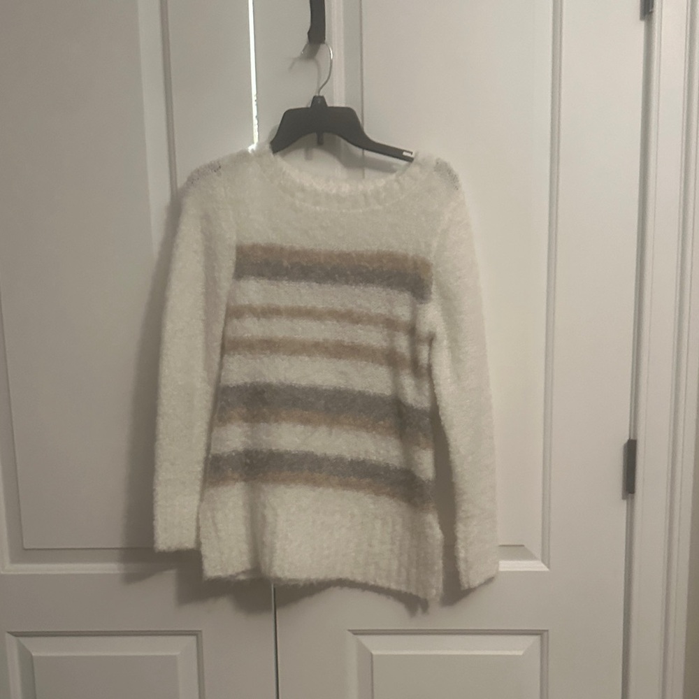 Skye's the Limit Cream and Brown Striped Sweater